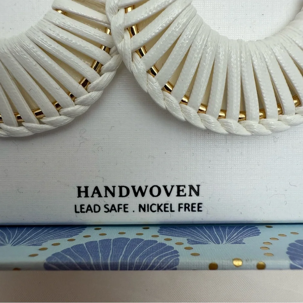 ✨ Piper K Handwoven Gold & White Hoop Earrings – Nickel Free Lead Safe  Gift